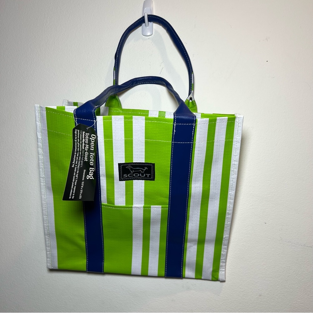 Scout Green and Blue Striped Tote Bag